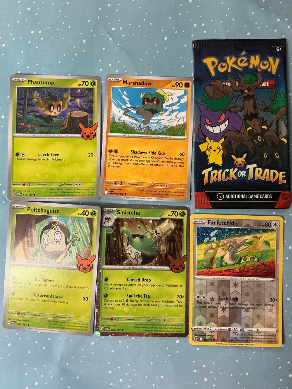 Orange Pikachu Stamp Trick or Trade Card Set